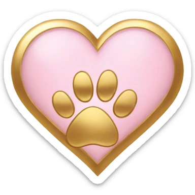 Gold heart with light pink paw print  sticker