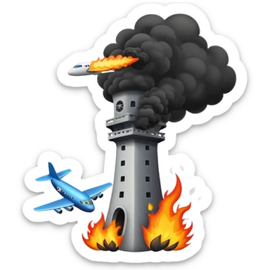 Tower being hit by plane  sticker