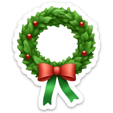 Green Christmas wreath with red bow sticker
