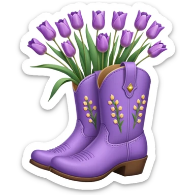 Create a singular cowboy boot filled with natural looking flowers ex. Lavender, baby’s breath, tulips etc  sticker