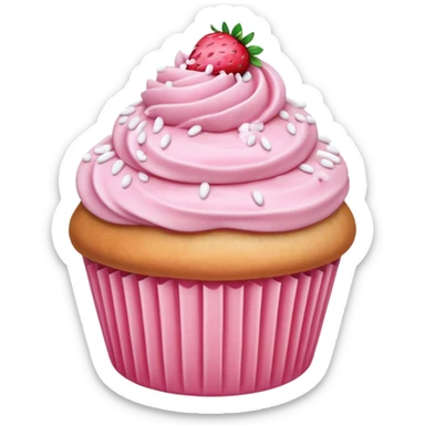 Strawberry ice cream style frosted cupcake  sticker