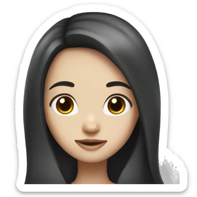 Girl with long black hair white skin and brown eyes  sticker