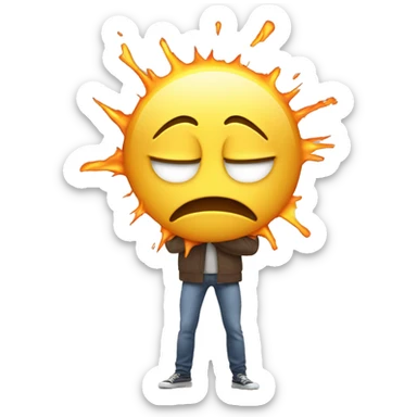emoji trying to hold his head together from exploding with a pained face expression sticker