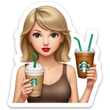 Taylor swift with a Starbucks drink  sticker