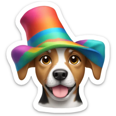 Dog with a hat sticker