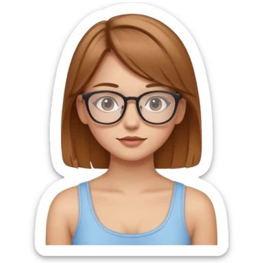 Hafif kumrak saçlı, beyaz tenli, gözlüklü, crop giyinen bir kiz sticker