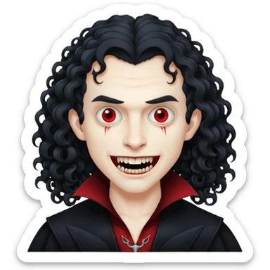 curly hair a picture of me as a vampirlong curly hair  e sticker