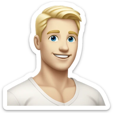 confident happy clean shaven pale man with short blonde hair blue eyes outdoor portrait sticker