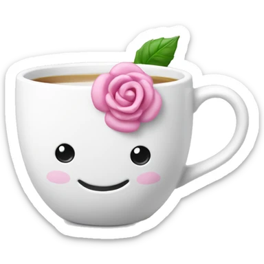 Une tasse blanche avec un noeud rose sticker