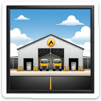 hangar, many fuel warehouse sticker