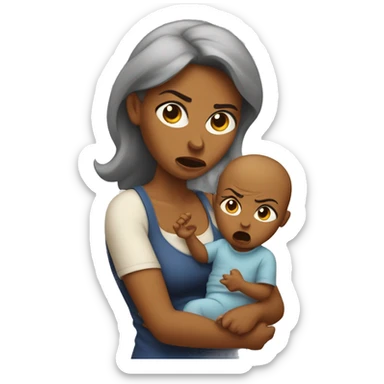 Mama with angry baby sticker