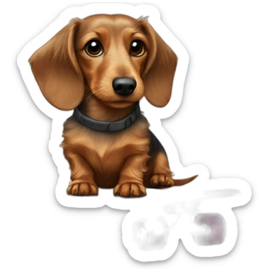 Wire haired Dachshund on a skateboard sticker