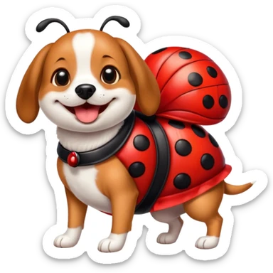 dog wearing a ladybug costume sticker