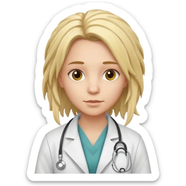 blonde girl doctor with dreadlock sticker