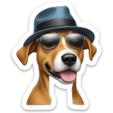 Dog with hat and sunglasses sticker