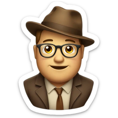 fat smug face with glasses and a brown fedora sticker