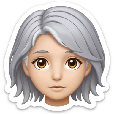 Mid length grey hair hazel eyes sticker