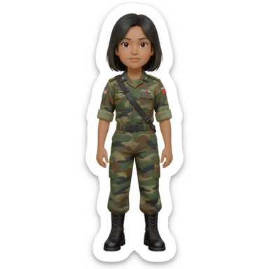 Filipino female soldier bdu 1990s with black combat boots without wearing bandolier sticker