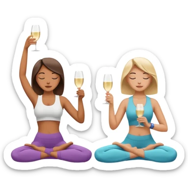 two girl yoga and prosecco  sticker