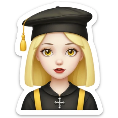 gothic girl with yellow hat sticker