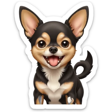 A high-resolution digital illustration of a cute black and tan chihuahua yawning. portrait in a clean, semi-realistic style sticker