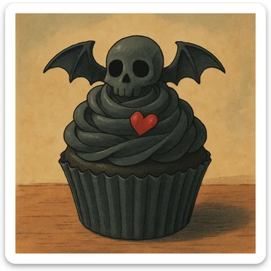 gothic cupcake, ghibli style sticker