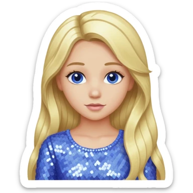 Skylar Shaye with long blonde hair, periwinkle sequin outfit sticker