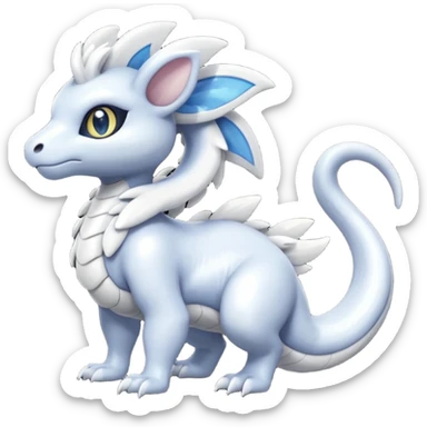 White glossy soft silky furry iridesent Absol-Shinx-Snake-fusion-hybrid, full body sticker