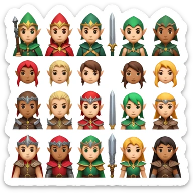 generate pack icons avatar like emoji on RPG theme. There has like warrior, magician, rogue, paladin and etc. Also add it some races like human, orc, dwarf and etc. sticker