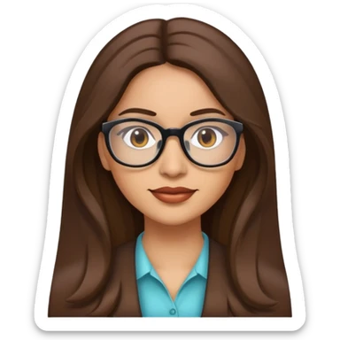 hispanic woman long brown hair glasses sticker
