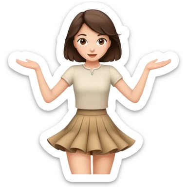 brunette girl twirling short skirt sticker