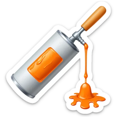 paint roller with orange paint on it sticker