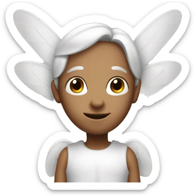 an ant face angel with white wings sticker