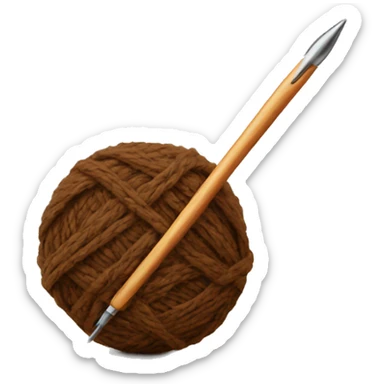 Brown Ball of yarn and crochet hook sticker
