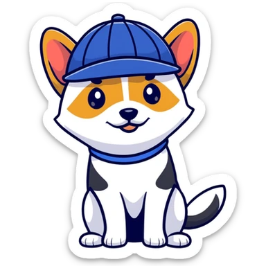 dog wearing a NAVI cap sticker