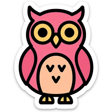 pink owl sticker
