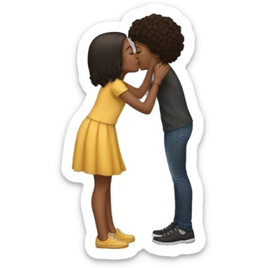 A tall girl kissing short girl, women, feminine  sticker