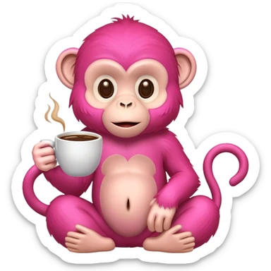 Pink Monkey drinking coffee  sticker