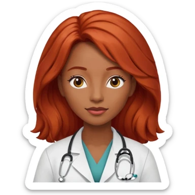 long red haired black female doctor sticker