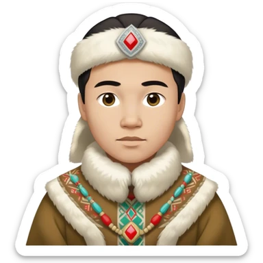 greenland citizen traditional outfit standing full scale sticker