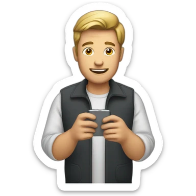 Man showing cell phone screen sticker