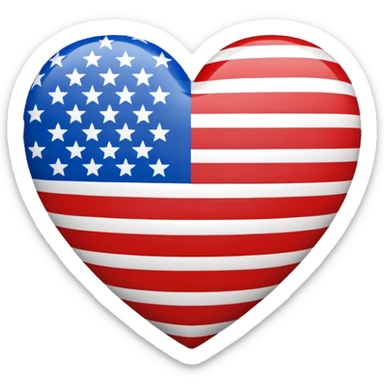 american flag heart  sticker