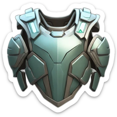 futuristic armored Omega Energy breastplate sticker