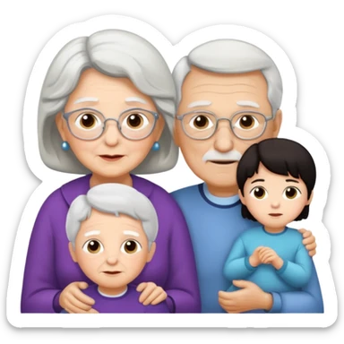 All white grandma and grandpa. The kids should have dark hair sticker