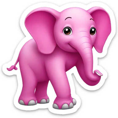 a dancing pink elephant putting on phylacteries sticker