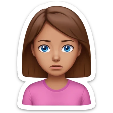 Facepalm woman upset brown hair blue eyes pink shirt  sticker