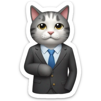 tired cat with suit sticker