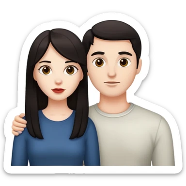 Couple white people dark hair  sticker