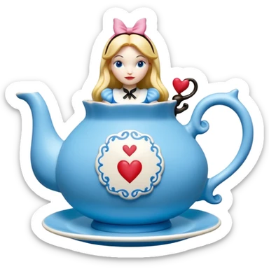 Isolated, detailed illustration of the most incredibly amazing modern style of disney's Alice in wonderland tea party
figurine imaginable, toy style. sticker