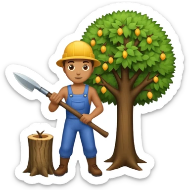 Homme coupant un arbre sticker